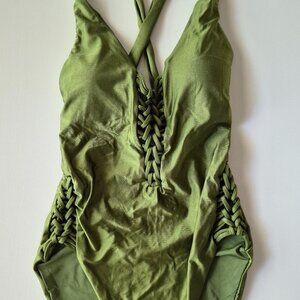 Brand New Green One-Piece Swimsuit with Cutout Detail